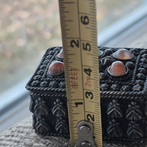 Decorative Black Trinket Box with Gem Accents - Picture 5 of 9